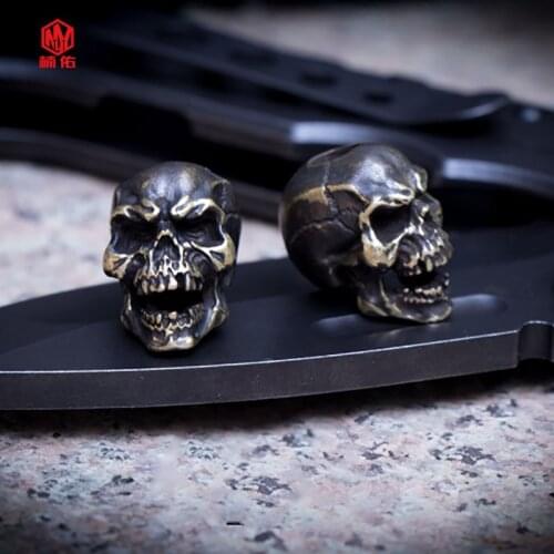 1PC EDC Paracord Beads Skull Retro Brass White Copper Oxide Umbrella Rope Cord Lanyard Pendants Knife Beads Accessories