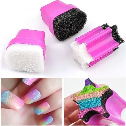 1pcs Nail Stamper Sponge Head with Rose Holder For Nail Polish Gradient Color Printing Stamping Nail Art Tools