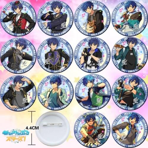 14pcs Ensemble Stars Bedge Collect Backpack Bags Badge 44mm Button Brooch Pin Souvenir Figuras Cosplay Gift