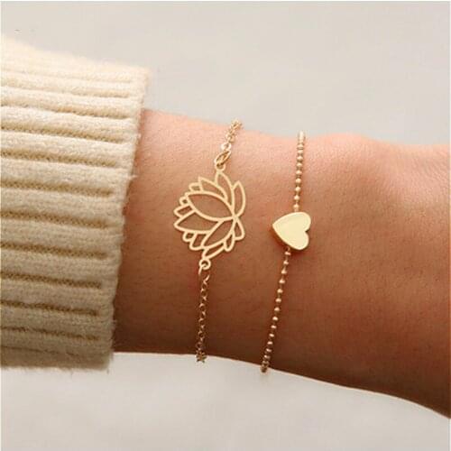 2020 New Simple Female Personality Hollow Lotus Gold Bracelets Christmas Bangle Gift for Women charm bracelet women bracelet