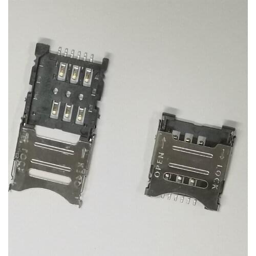 50PCS/Lot Micro SIM Card Holder Socket Connector 6P/6Pin Clamshell-Type For Memory