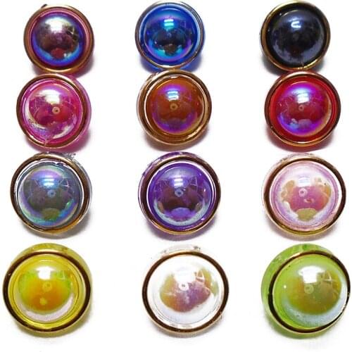 50PCs Mixed 12 Colors Pearl Acryl Buttons Golden Edge Sewing Scrapbooking For Kids Shirt Handmade Baby Resin Button 12mm
