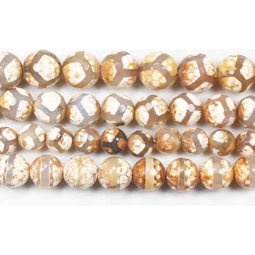8-12mm Faceted Brown Dzi agates Round Loose Beads 14.5"For DIYJewelry making! Mixed wholesale for all items