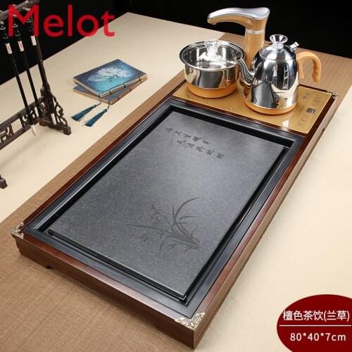 Automatic Teaware Set Home Living Room Kung Fu Solid Wood Tea Tray Tea Table Large Induction Cooker Integrated Set