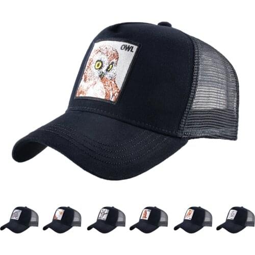Men Animal Embroidered Donkey Bird Goat Mesh Baseball Caps Women Unisex Outdoor Sport SunHat Trucker Snapback Adjust Hip-Hop Hat