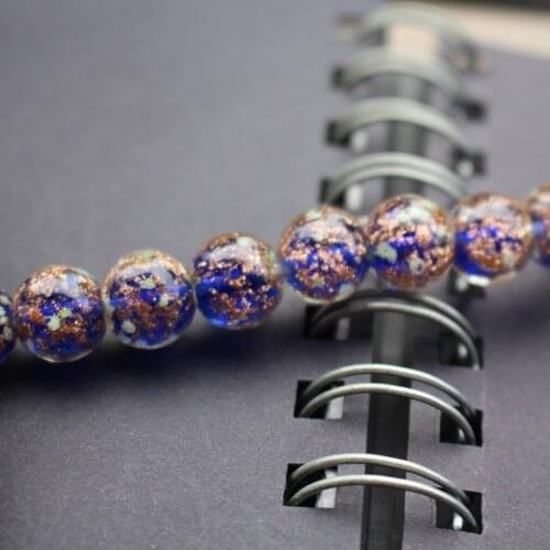 10PCS 12mm Luminous Lampwork glass beads Handmade inner shinning Powder Cobalt blue color Loose beads for jewelry making
