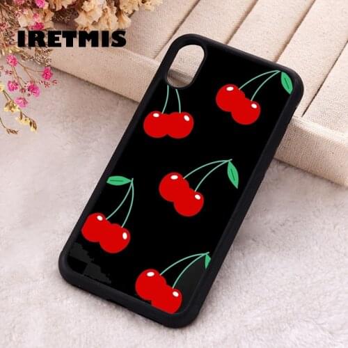 Iretmis 5 5S SE 2020 Phone Cover Case for iPhone 6 6S 7 8 Plus X Xs XR 11 12 Mini Pro Max Silicone Cherry Cherries Pattern