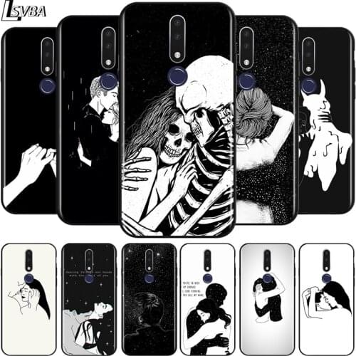 Black and white lovers for OPPO Realme C2 2 A31 A5 A7 F15 F11 F9 F7 F5 R17 R15 R9S K5 K3 Pro 2020 2018 Black Phone Case