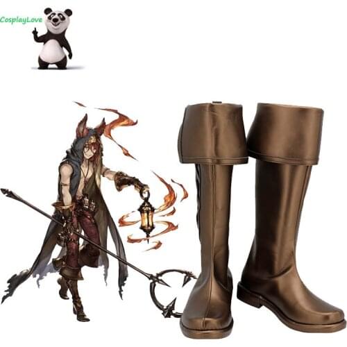 CosplayLove Granblue Fantasy Elmott Brown Shoes Cosplay Long Boots Leather Custom Made For Halloween Christmas