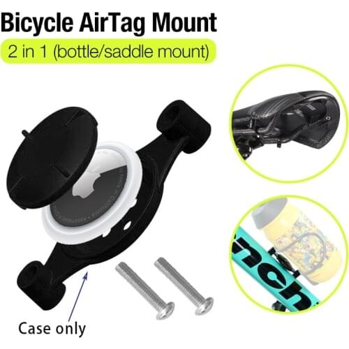 For AirTag Bike Mount Bracket Attachment Bottle Cage Holder Protective Case Silicone Sleeve Keychain Locator Tracker