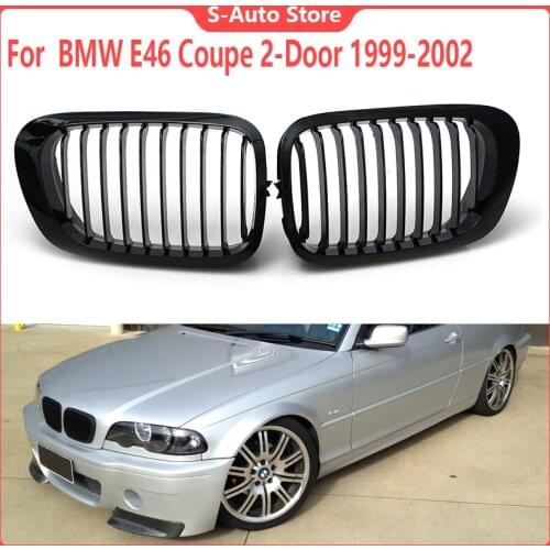 For BMW E46 Coupe 2 pieces car matte black front hood Exquisite and stable racing grille decorative cover