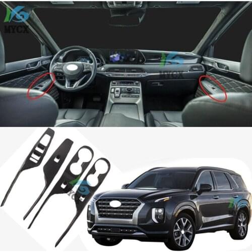 For Hyundai Palisade 2020 Left Hand Drive 4PCS ABS Car Interior Door Window Lift Glass Switch Buttons Cover Molding Car Styling