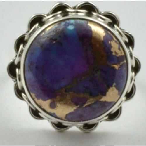Purple Copper Turquoise Ring 925 Sterling Silver, Size: 6 , AR3315
