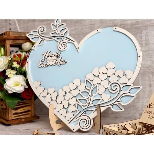 Guestbook Rustic Wedding Guest Book Alternative frame Blue Drop box heart Wedding Wishes Wedding idea Wood drop box Personalized