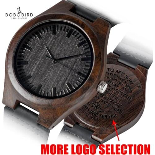 Customized Logo Engraved Wood Watches For Men Free Add your Own Logo Great Gift For Son Family Gift