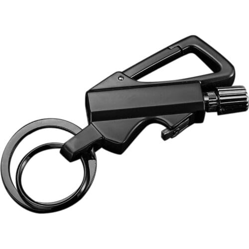 Quality 3 In 1 Multi-Function Keychain Match Stick Outdoor Key Pendant Male Fire Waterproof Bottle Opener Key Pendant—Black