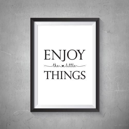 Enjoy The Little Things Nursery Canvas Painting Black And White Wall Art Poster Print Nordic Picture Kids Baby Room Home Decor