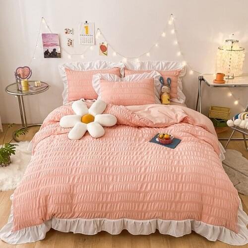 1.5m/1.8m/2.0m Bedding Set Princess Style Embroidery Flowers Four Piece Sheet Pillow Case Duvet Cover P4
