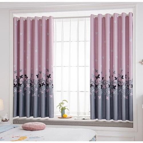 Pink Butterfly Short Curtains For Children Room Girls Window Drapes for Living Room Kids Bedroom