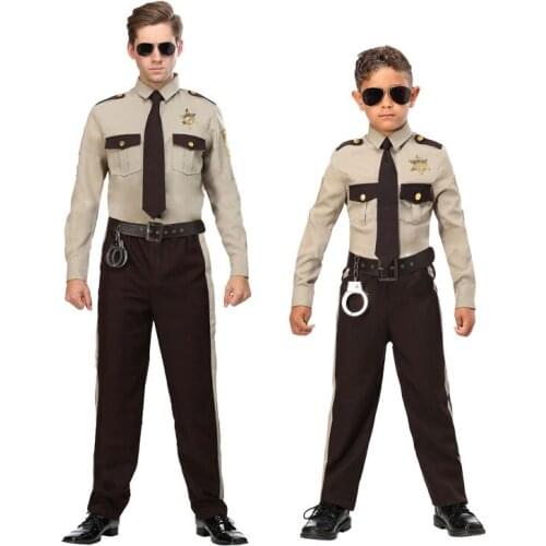 Halloween stage show performance adult male american sheriff police patrol plainclothes cosplay costume