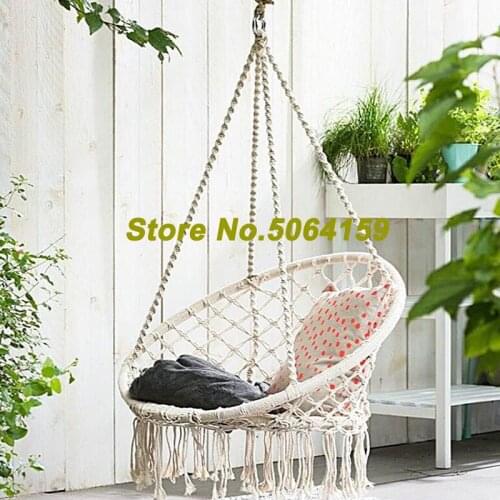 Nordic Style Round Hammock Outdoor Indoor Dormitory Bedroom Hanging Chair For Children Adult Swinging Safety Hammock Muticolor