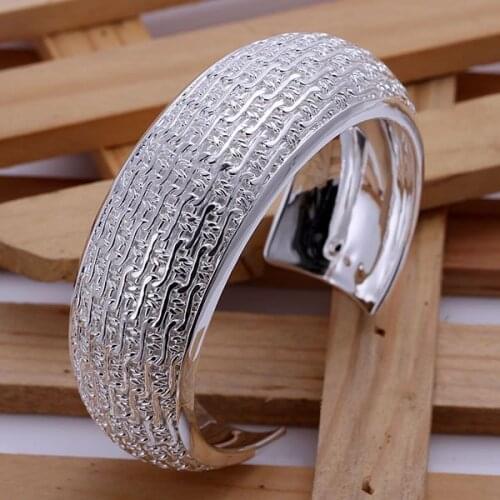 Hot Selling Free Shipping Silver-jewelry Bracelets Silver Jewellery Fashion Weaved Web Bangles For Women KN-B025