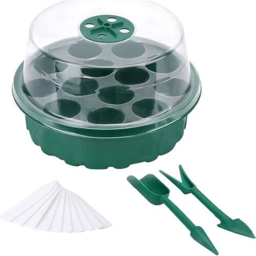 Trays Plant Kit Clear Seeding Starter Tray with Dome Humidity Adjustable, Plant Tags and Hand Tool
