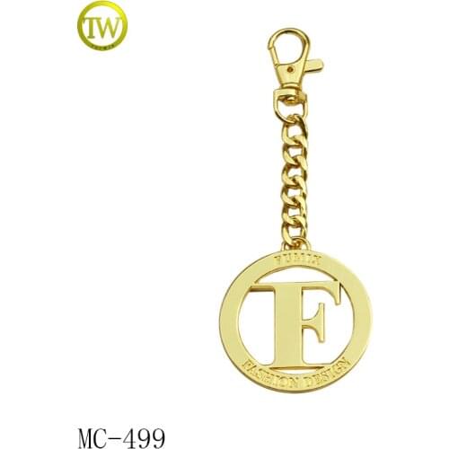 MC499 custom high quality handbag metal chain hang tag metal logo label for bags