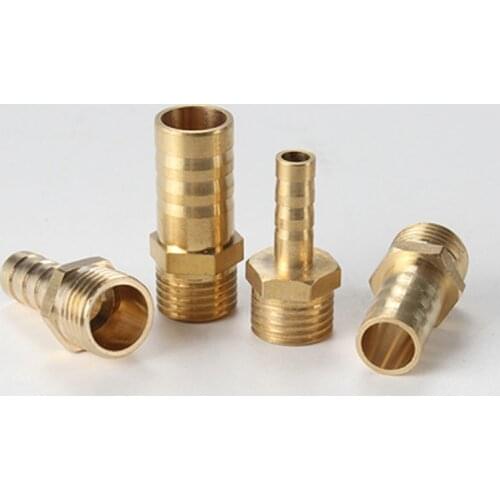 Hose Barb Tail 6/8/10/12/14/16/MM Brass Pipe Fitting 1/8" 1/4" 3/8" 1/2" 3/4" BSP Male Connector Joint Copper Coupler Adapter