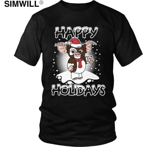 Mogwai Gremlins Tee Shirts Mens Vintage Short Sleeve Eco Cotton T Shirt Crew Neck Gizmo 80s Movie Mogwai Monster Sci Fi T-Shirts