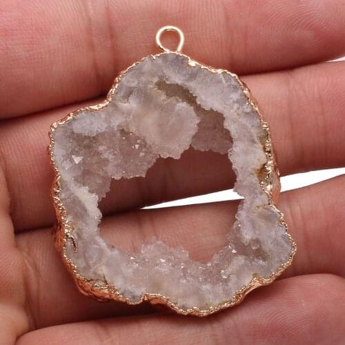 Natural Druzy Agates Pendants Irregular Quartz Crystal Charms For Handmade Jewelry Making DIY Necklace Accessories Wholesale