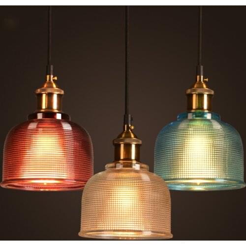 Nordic Vintage Colorful Glass Chandelier Lighting For Bar Restaurant Coffee shop Bedroom Led Pendant Lamp Loft Deco Hanglamp