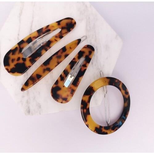 New 1pcs Amber Leopard Clips Acrylic Hair Clips Geometric Round Waterdrop Hairpin Headwear Accessories Beauty styling tools