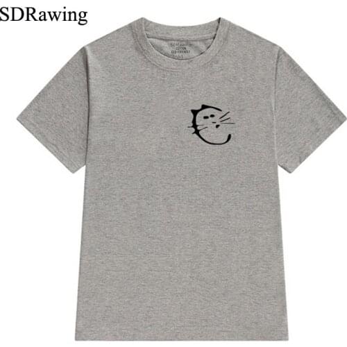 New 2020 Cat Pocket womens clothing cotton Instagram Tumblr t shirt for girl friend cat lover casual Graphic Tees summer tops