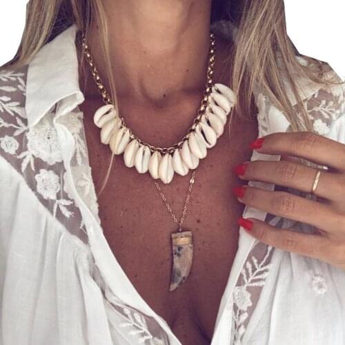 Bohemian boho women necklace collane puka shell necklaces pendants nseashell necklace neclase womens necklaces chain jewelry
