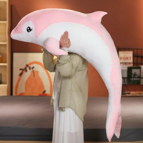 150cm Kawaii Sea Fish Plush Toys Soft Cartoon Stuffed Pillow Cushion Blue Dolphin Doll Kids Sleeping Children Birthday Presents