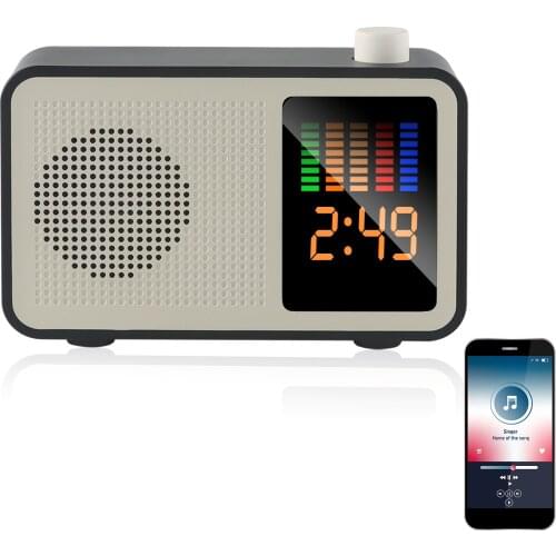 Retro Wooden Bluetooth Speaker FM Radio HIFI Wireless Loudspeakers 3D Surround AUX TF Card Playback LED Colorful Screen