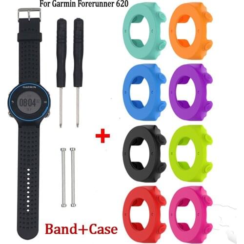 3In1 COMLYO Replacement Silicone Watchband for Garmin Forerunner 220 735XT Watch Band+Cover Case for Garmin forerunner 620 Strap
