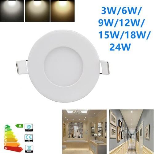 3W 4W 6W 9W 12W 15W 18W 24W LED Recessed Ceiling Panel Down Light Bulb Lamp Fixture AC 85-265V ceiling recessed grid downlight