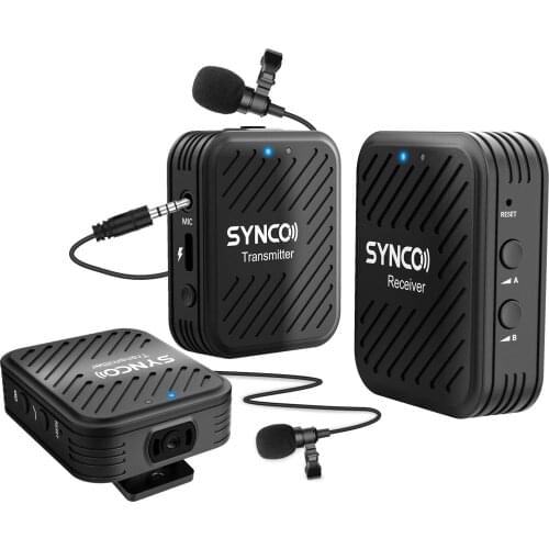SYNCO 2.4GHz G1A1 G1A2 Wireless Lavalier Microphone System for Smartphone Laptp DSLR Tablet Camcorder Recorder pk comica