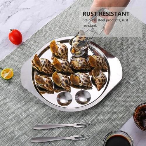 12 Holes Snail Dish Plate Restaurant Serving Dish Heat Resistant Mushroom Escargot Dinner Stainless Steel Round Snail Plate