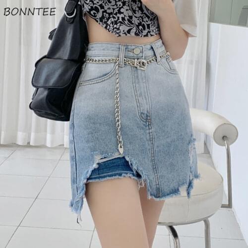 Skirts Women Summer Gradient Denim Design Clothing All-match Trendy Tender Stylish Holiday Female Mini Popular Ulzzang Classic
