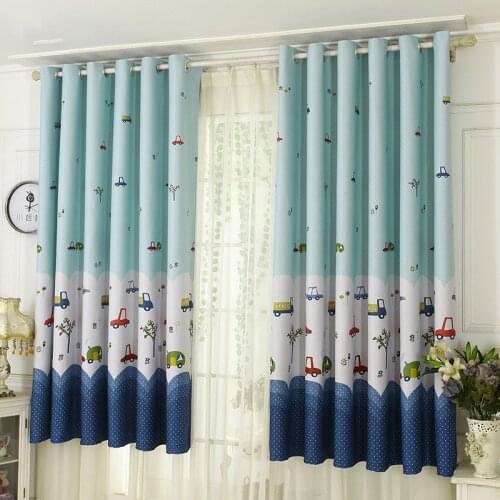 Nordic Style High Blackout Cartoon Car Printed Balcony Window Curtains for Home Living Room Childrens room Decoration Curtain