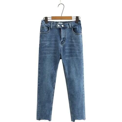 Plus size Elastic Waist blue women jeans pencil pants 2021 new spring autumn casual ladies pants female