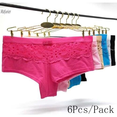 Mafurier Free Shipping Women New Style Sexy Underwear Female Cotton Panties MS Lady Soft Briefs Lace Knickers For Women 6Pcs/Lot