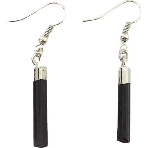 Women Protective Black Tourmaline Earrings Healing Crystal Silvertone Gift Jewelry Energy Wellness Deflector Luck Powerful