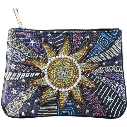 DIY Sunflower Special Shaped Diamond Painting Wristlet Wallet Women Clutch Storage Bag Birthday Gift for Girlfriend