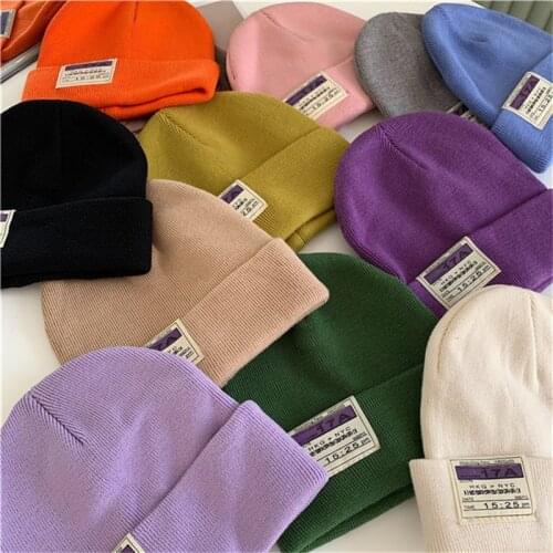 Winter Beanie Hat For Women 2021 New Fashion Cute Cap Ladies Sports Autumn Casual Keep Warm Multi-color Simple Blue Purple Kawai