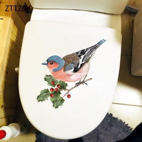 ZTTZDY 19.3×22CM Exquisite Flowers And Birds Bedroom Wall Stickers Mural Creative Toilet Cover Decor T2-1054