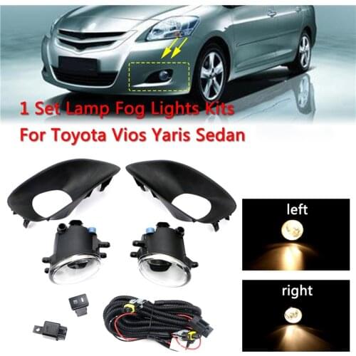 1 Set Car ABS Front Bumper Daytime Running Driving Lamp Fog Lights Kits With Switch Wiring For Toyota Vios Yaris Sedan 2007-2013